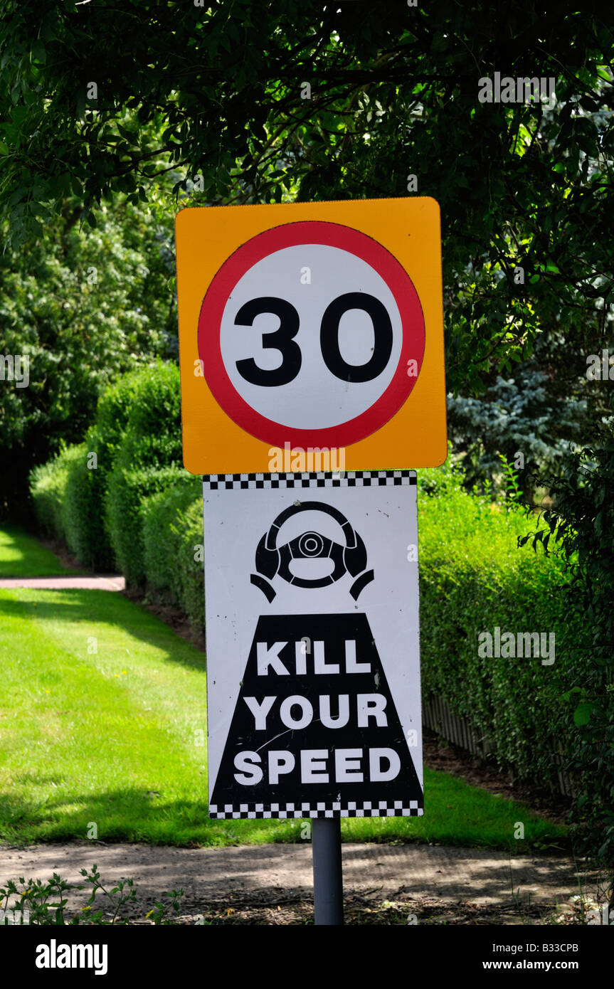 'Kill Your Speed' Roadsign Comberton Cambridgeshire England UK Stock Photo