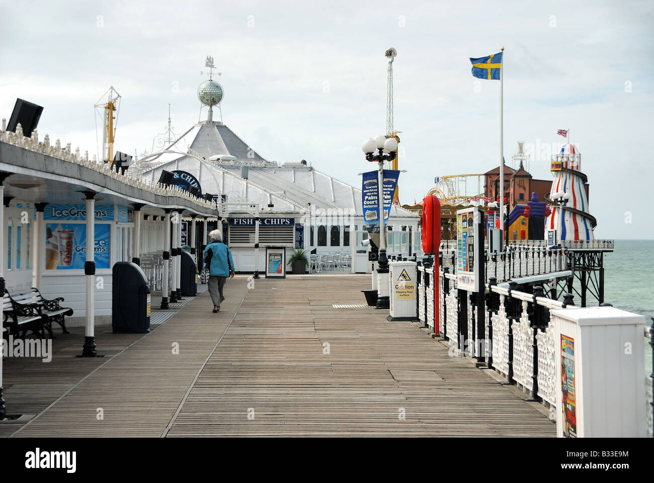 Fun Fair and Fish and Chip Shop on Brighton Pier Stock Photo Alamy