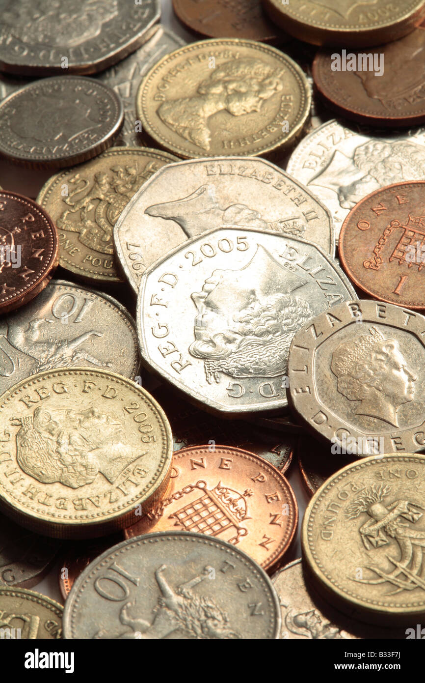 British Currency - Coins Stock Photo