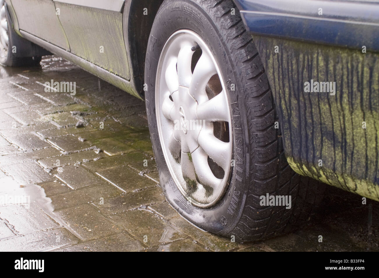 Flat tire Stock Photo