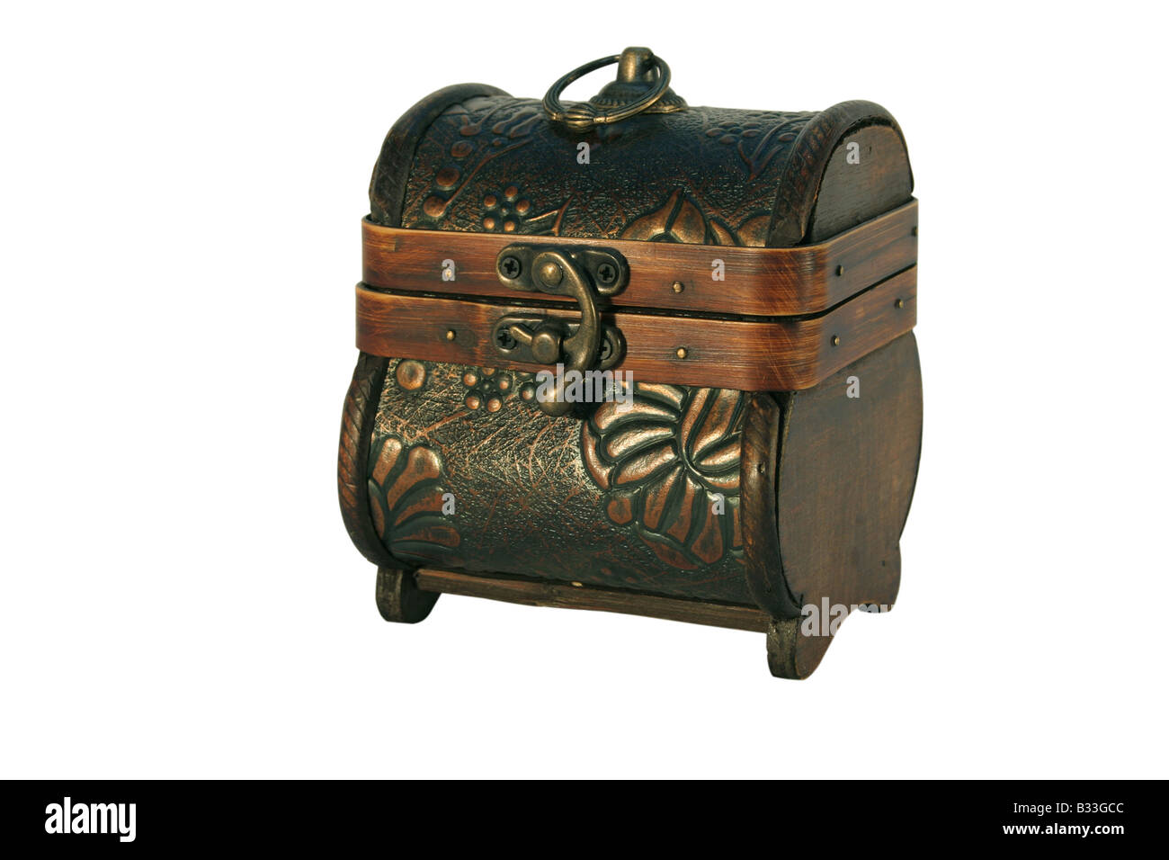 Isolated antique wooden chest on white background Stock Photo - Alamy