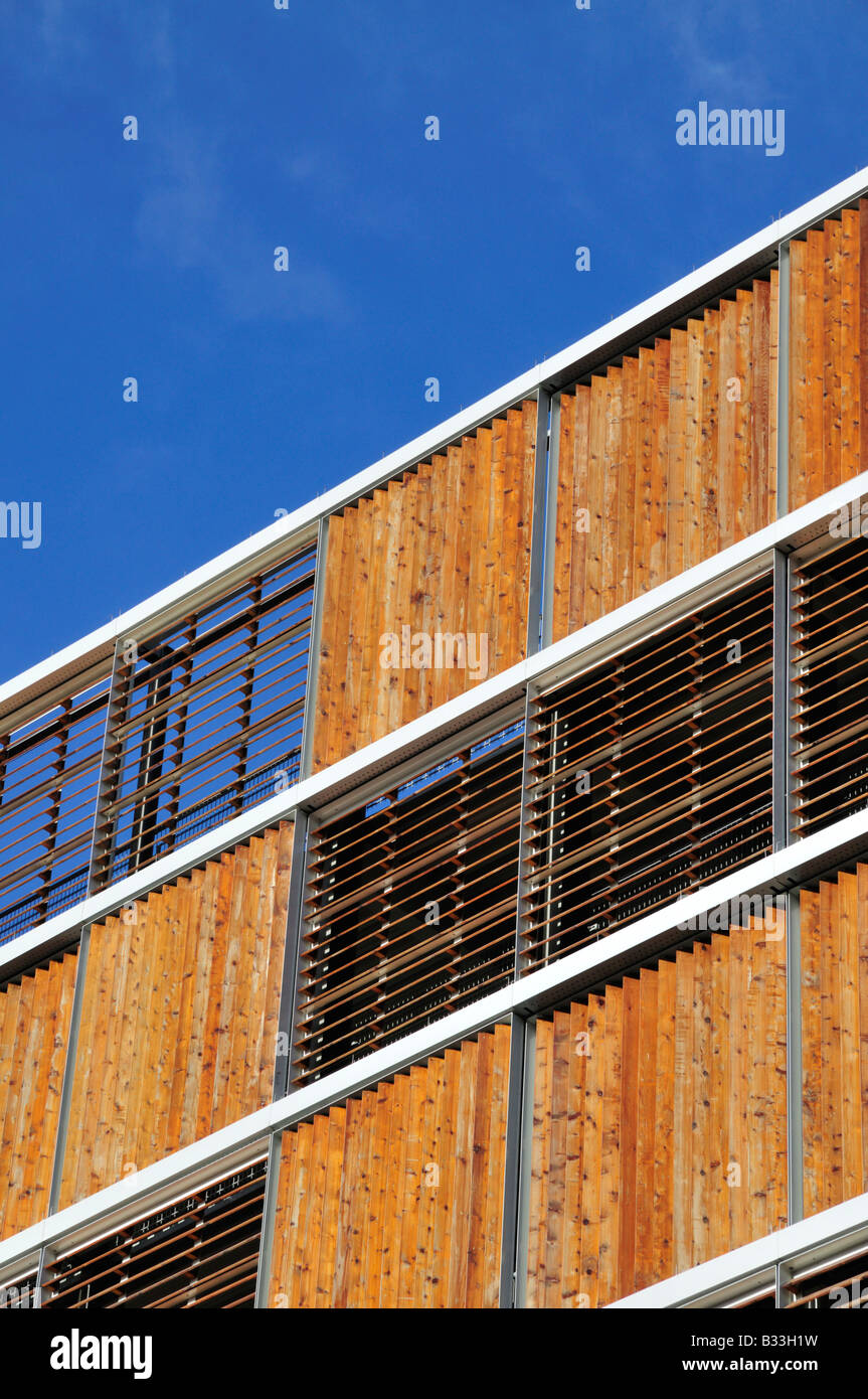 Abstract of wooden clad multi-storey car park in Reading, UK Stock Photo