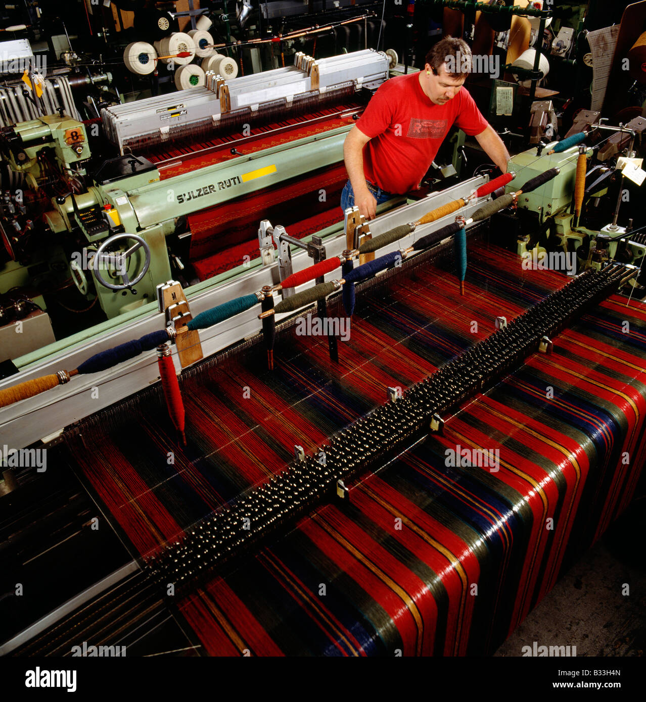 Automated weaving machine, Woolrich Mills, Woolrich, Pennsylvania, USA Stock Photo