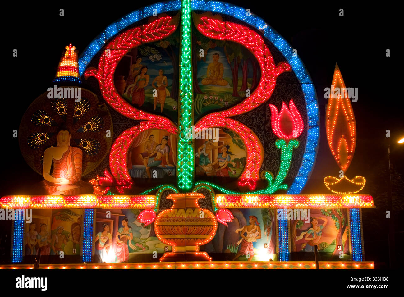 The lights and lanterns signify the celebration of vesak - the birth