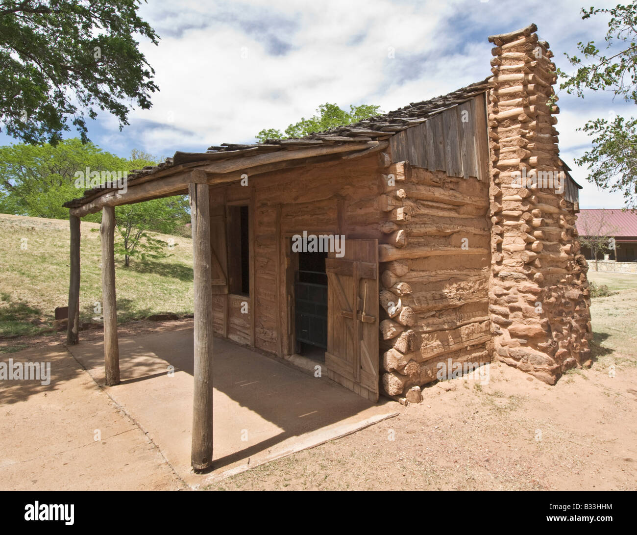 Texas Lubbock National Ranching Heritage Center El Capote Cabin circa 1838 Stock Photo