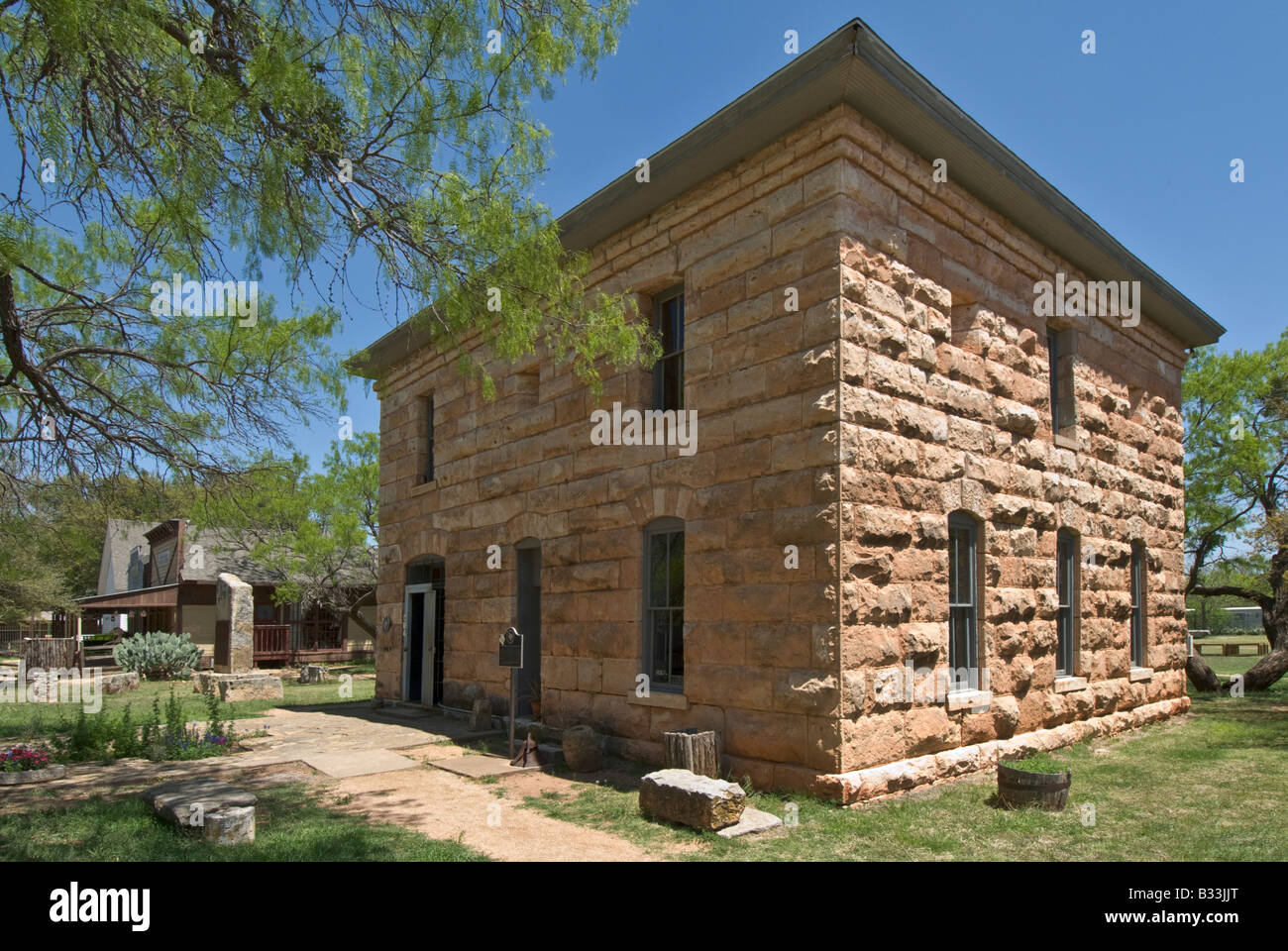 Texas Buffalo Gap Historic Village relocated restored buildings First Taylor County Courthouse and Jail built 1879 Stock Photo