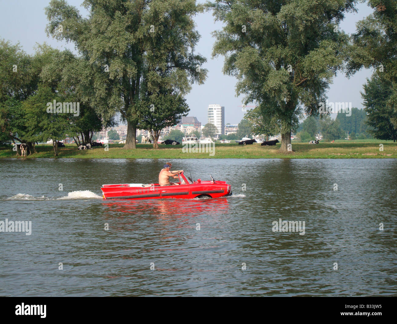 Amphicar in the water Stock Photo