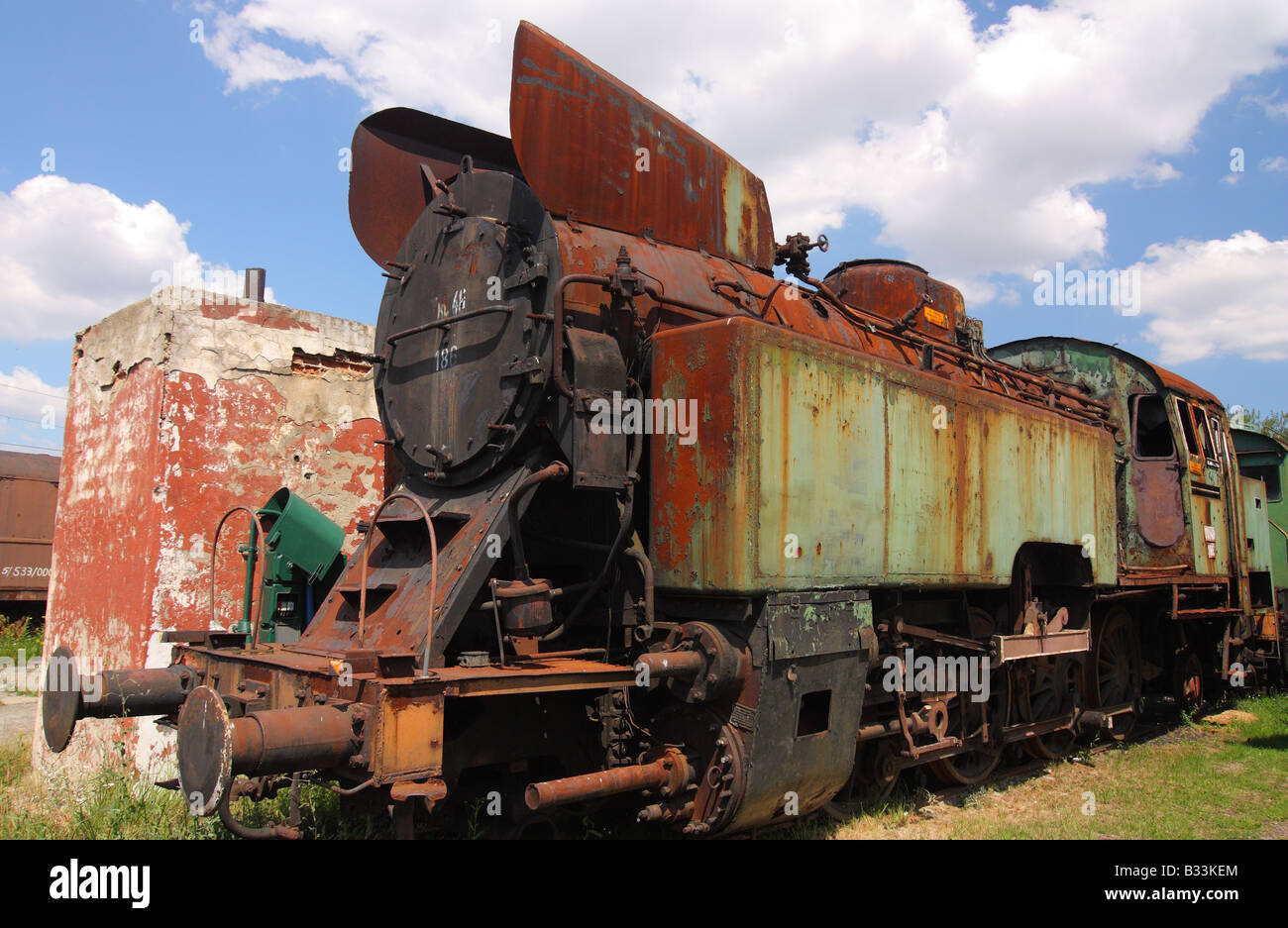 Abandoned steam engine locomotive Stock Photo