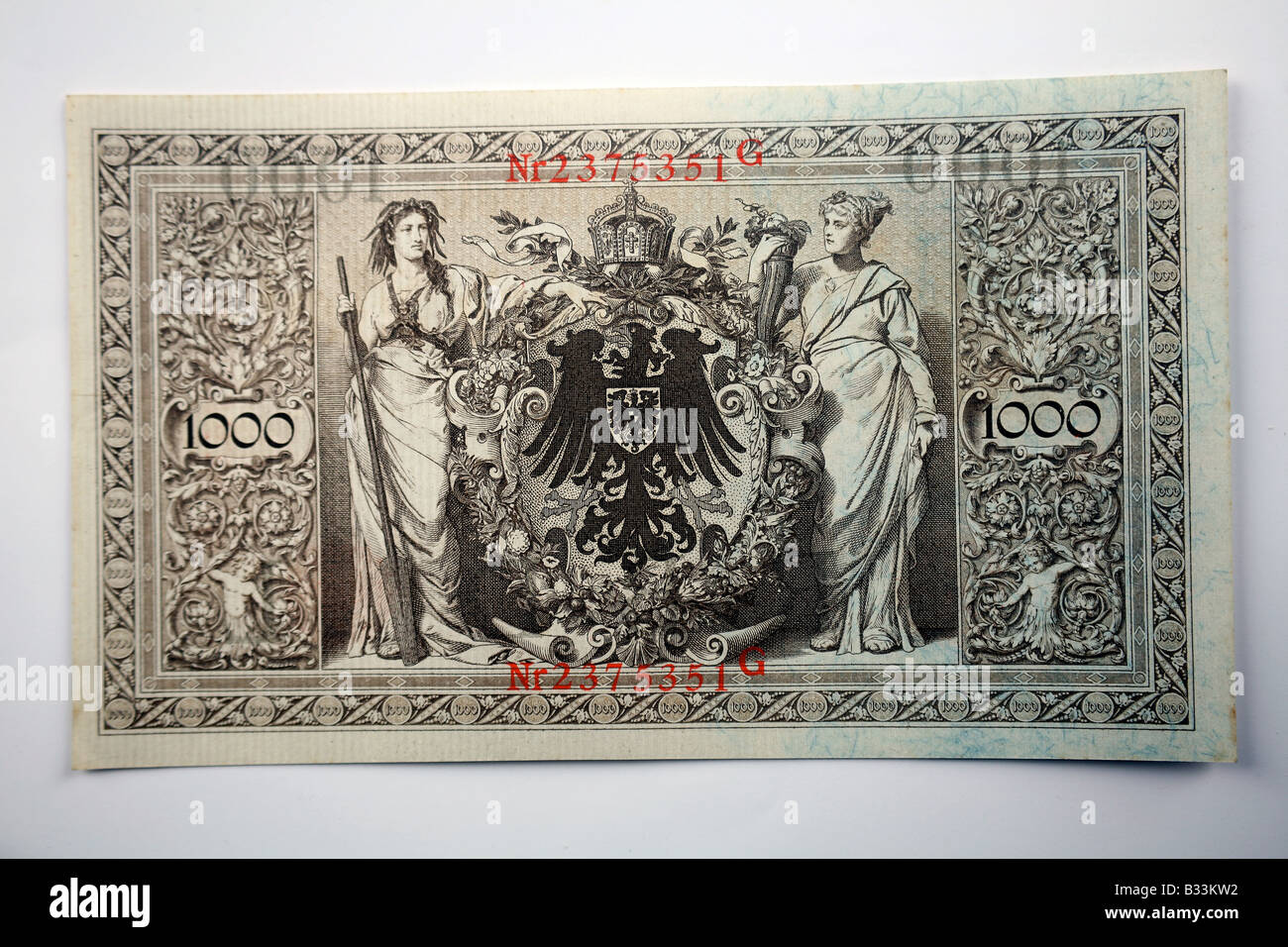 Close up of a traditional German Reichsmark  banknote reverse Stock Photo