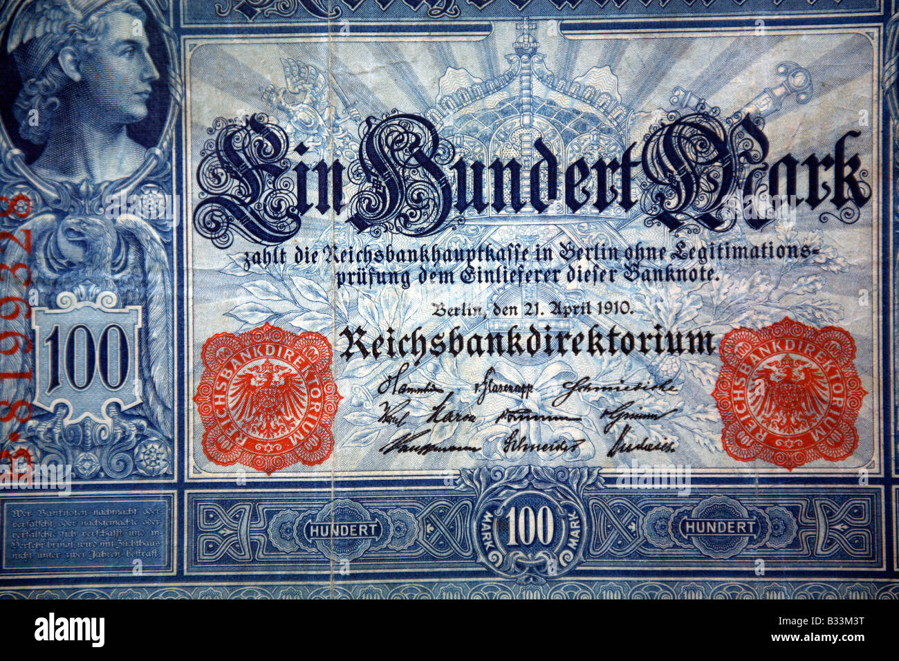 Close up of a traditional German banknote Stock Photo