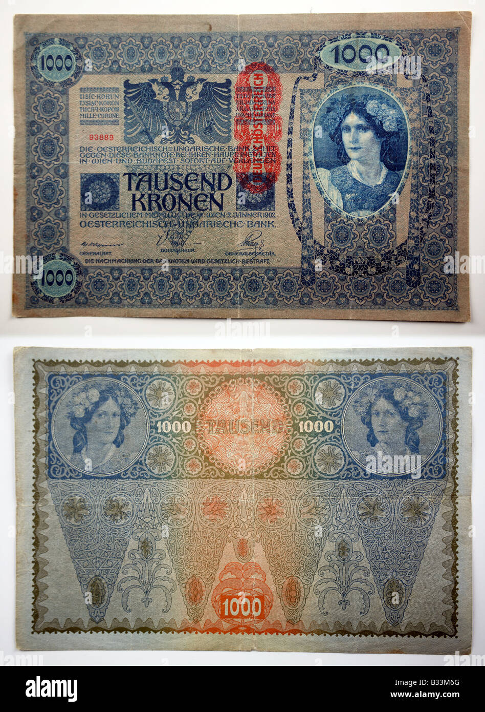 This bill is a banknote from Austria - not Germany. 'Kronen' was name of the Austrian currency in the early 20th century. The no Stock Photo