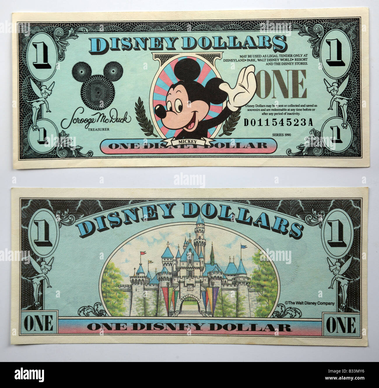 Disney dollars from Disney Land in United States of America Stock Photo