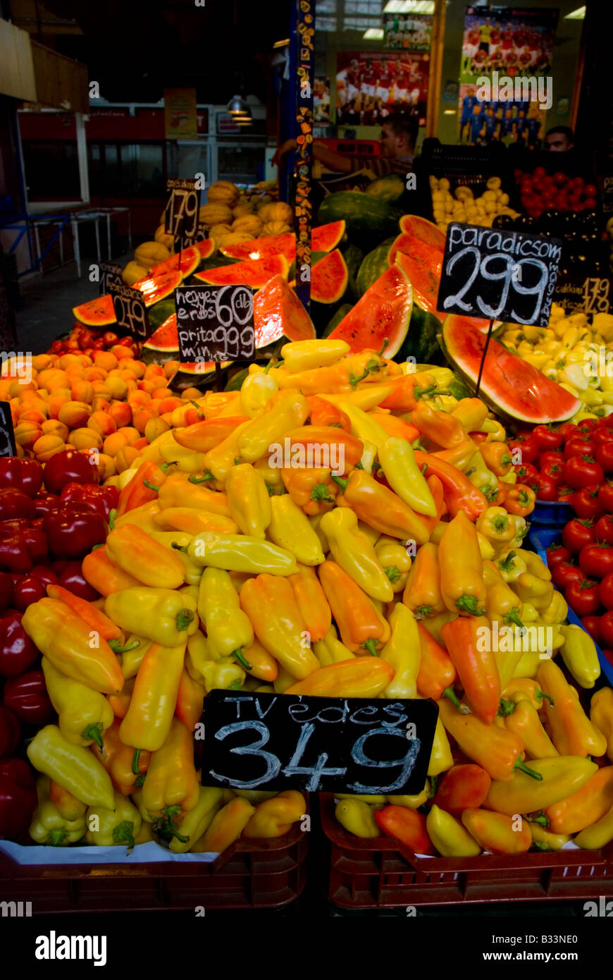 Paprikas in Hunyadi Ter indoor marketplace in Budapest Hungary Europe