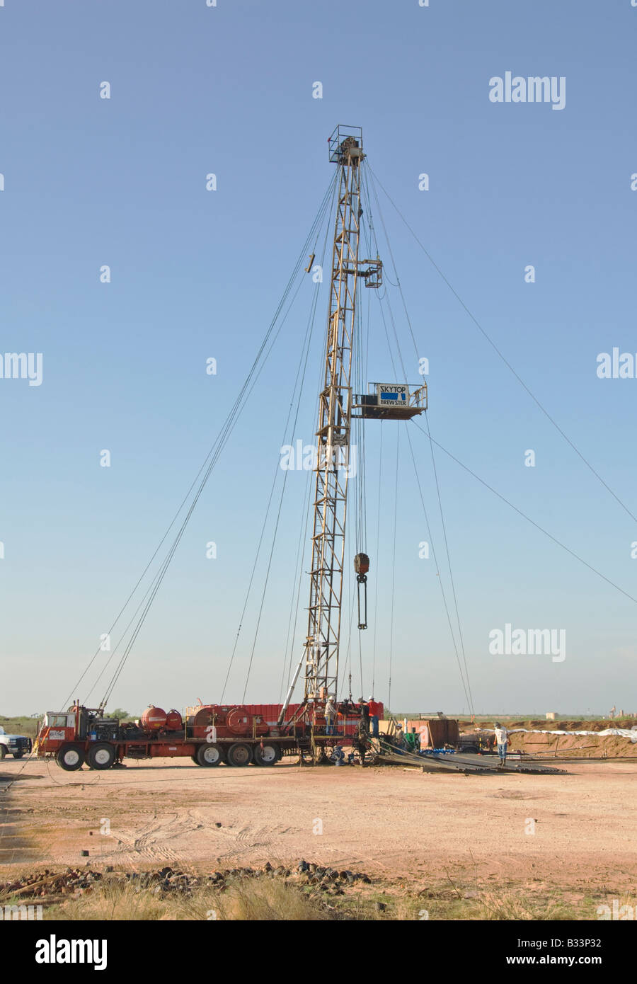Texas Permian Basin modern oil drilling rig south of Midland Stock