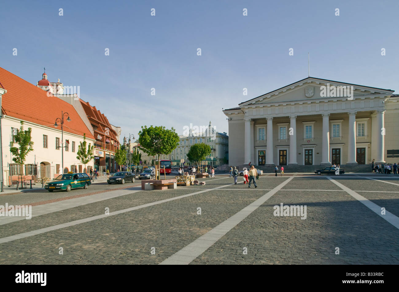 A view of the newly restored Town Hall and Town Hall Square in Vilnius Lithuania Stock Photo