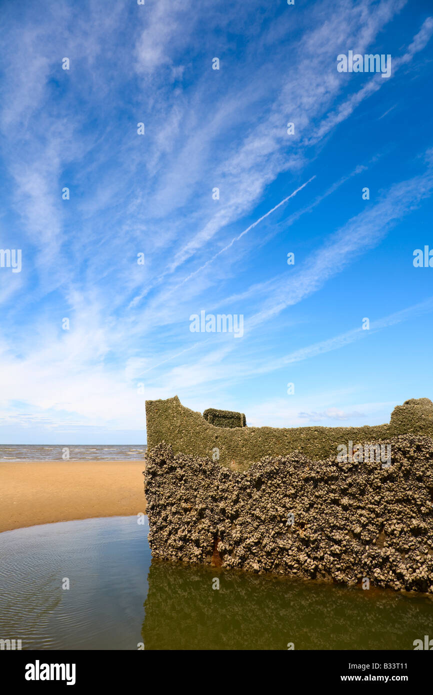 Wreck of the ship Chrysopolis on Southport Beach Stock Photo