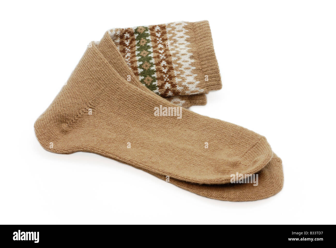 Pair of Woolen Winter Socks Stock Photo