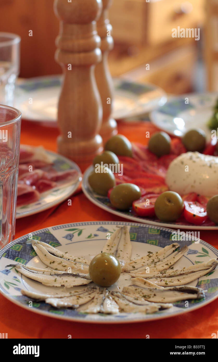 Anchovies with vinegar Stock Photo