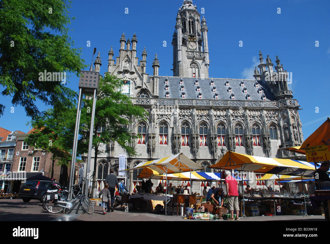 town hall and Market Square Middelburg Zeeland Netherlands Stock Photo Alamy