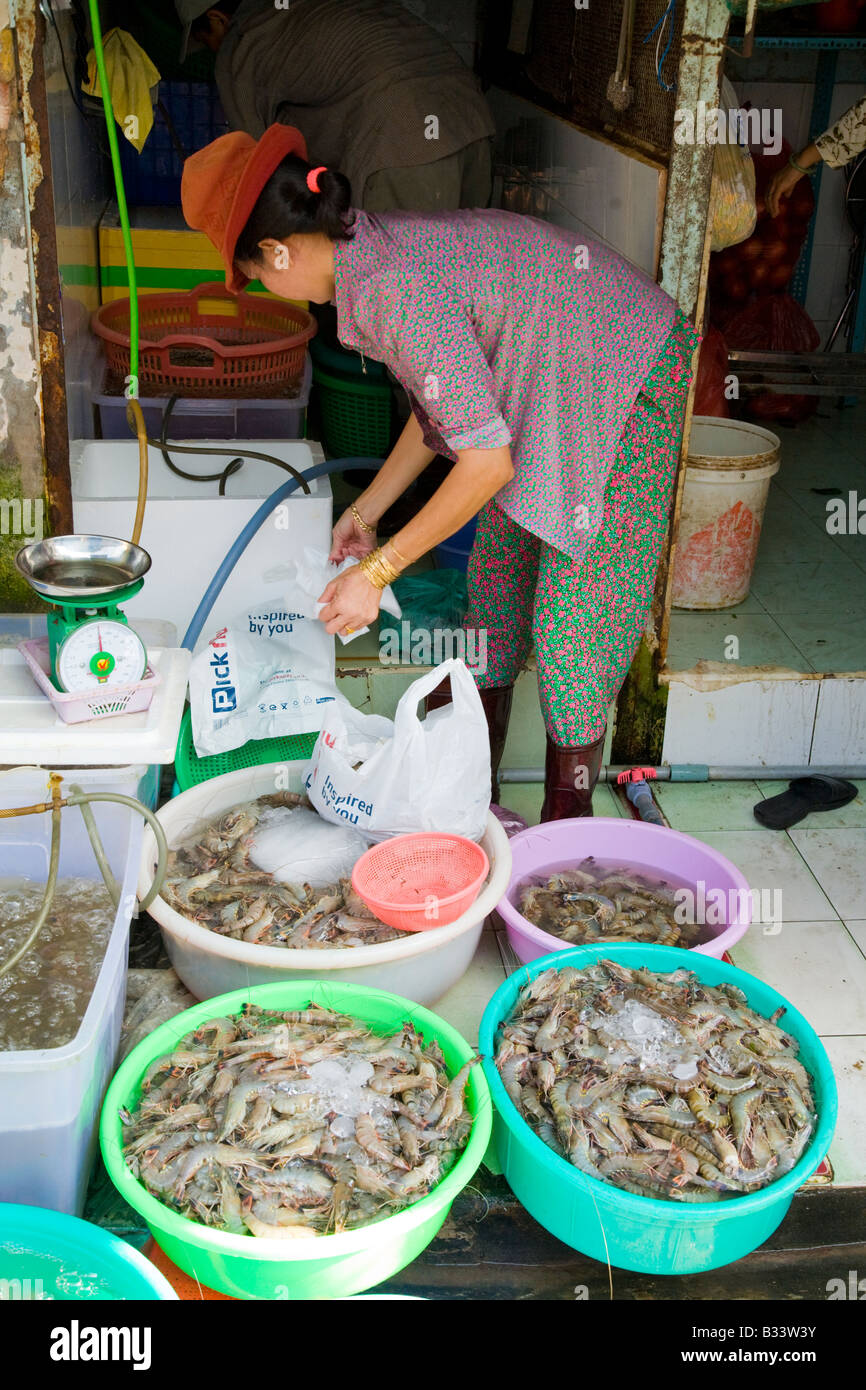 Preparing seafood for the daily food market Stock Photo