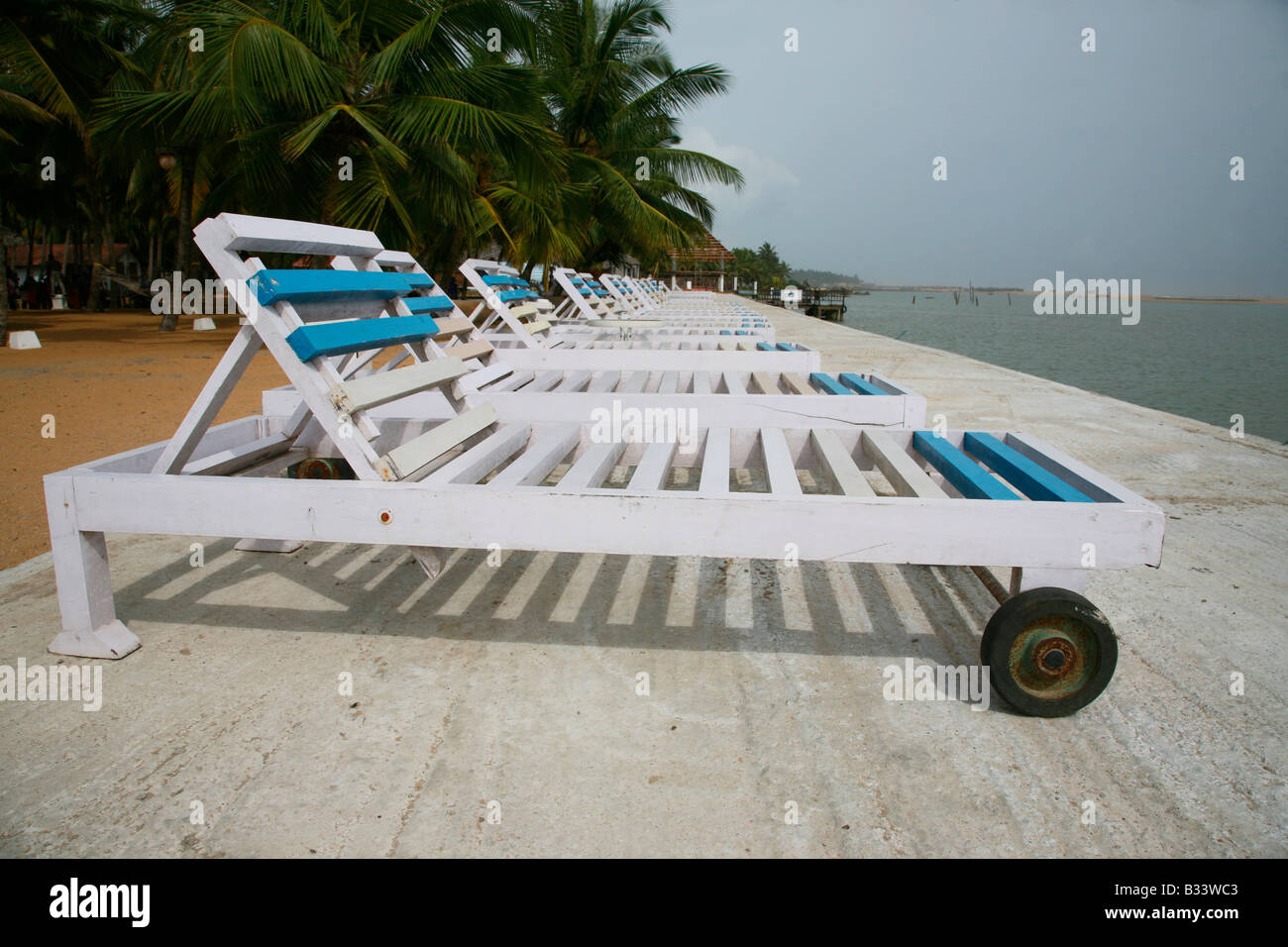Deck chairs at a resort in Poovar,Kerala,India Stock Photo - Alamy