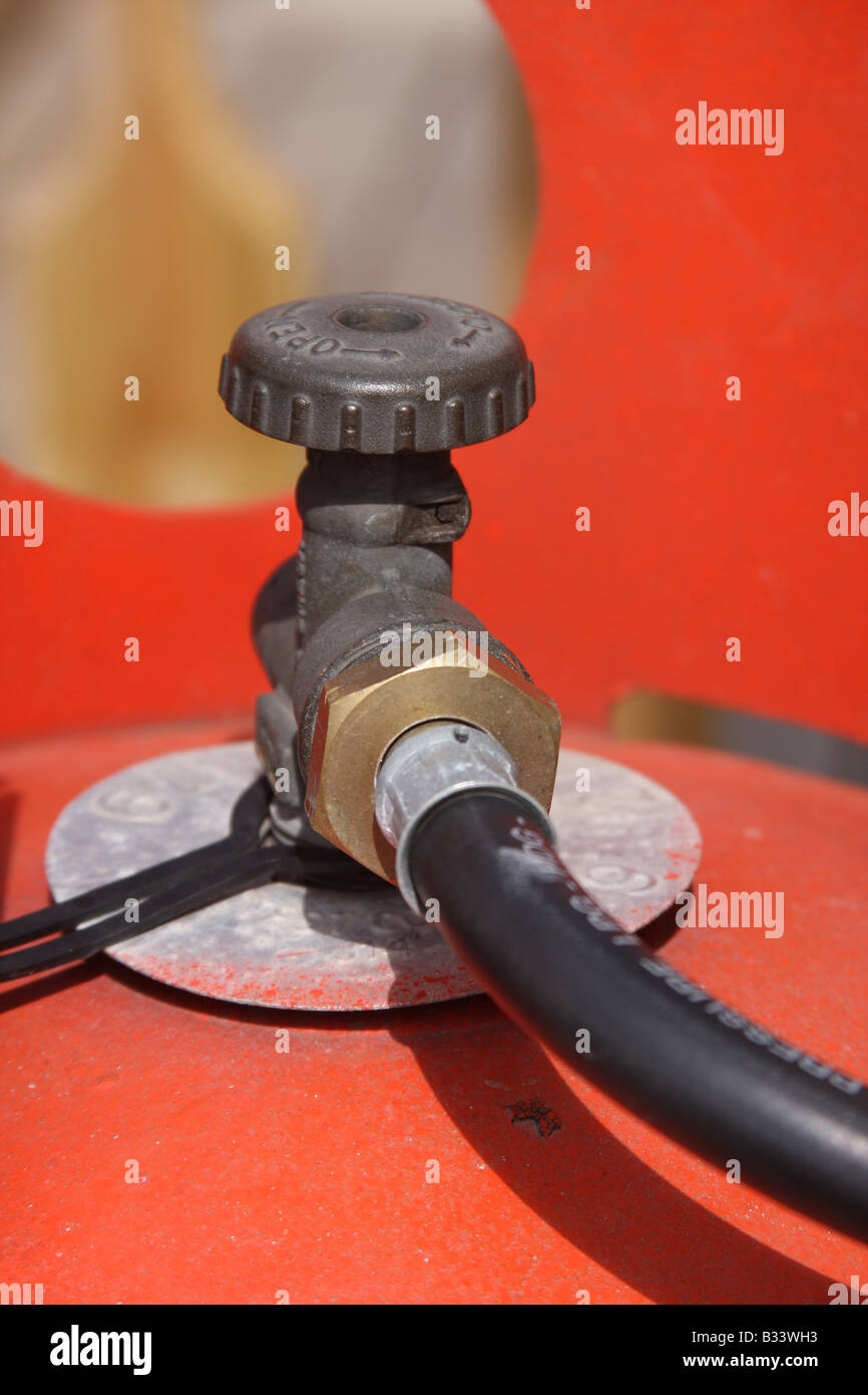 Propane gas bottle supply valve with connector and pipe Stock Photo Alamy