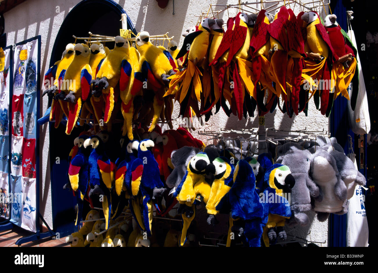 Parrots as souvenirs in Loro Park Puerto de la Cruz Tenerife Canary Islands Spain Stock Photo
