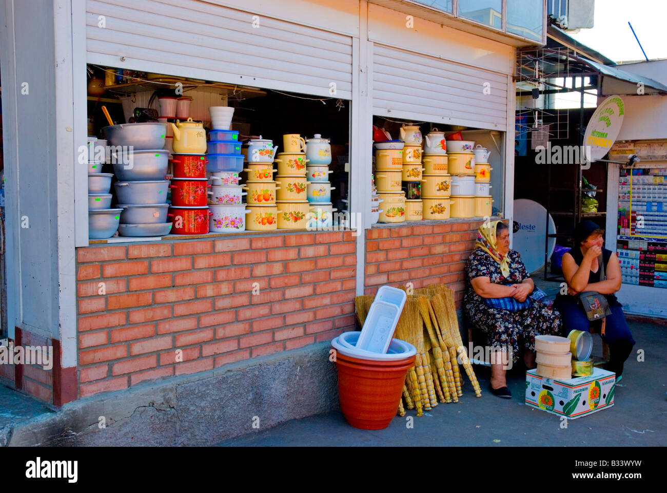 Female vendors at Piata Centrala marketplace in Chisinau Moldova Europe Stock Photo