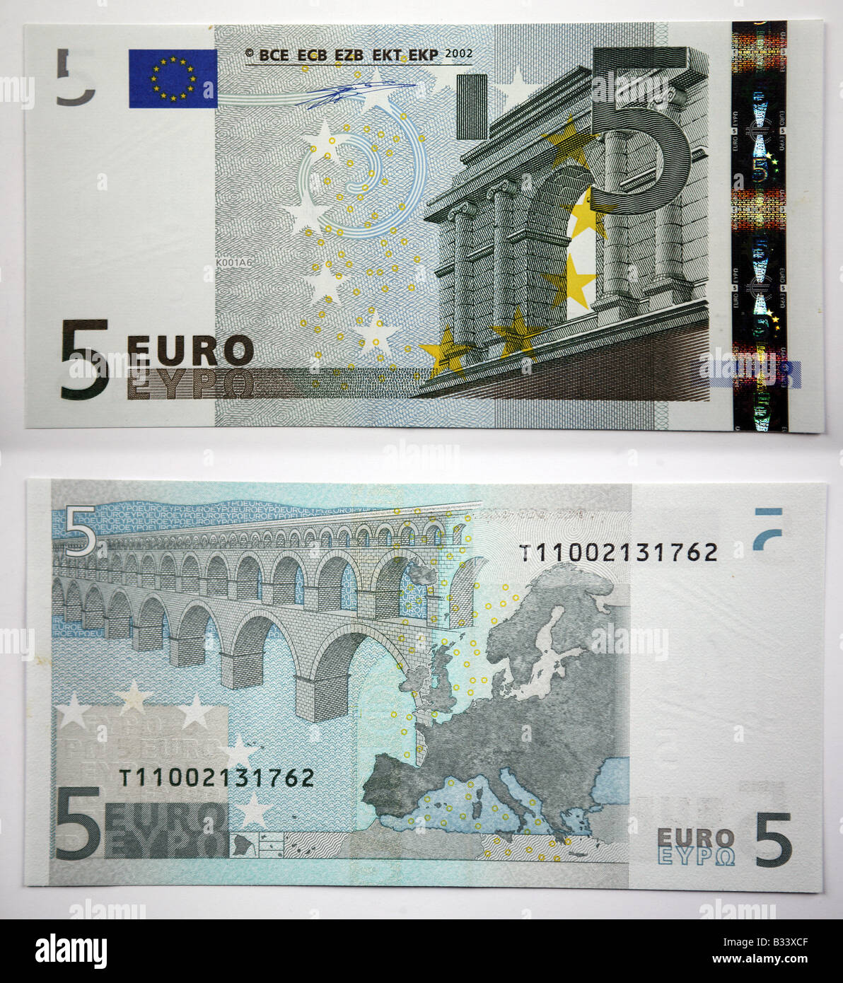 Five Euro Bank Note accepted in most European countries Stock Photo