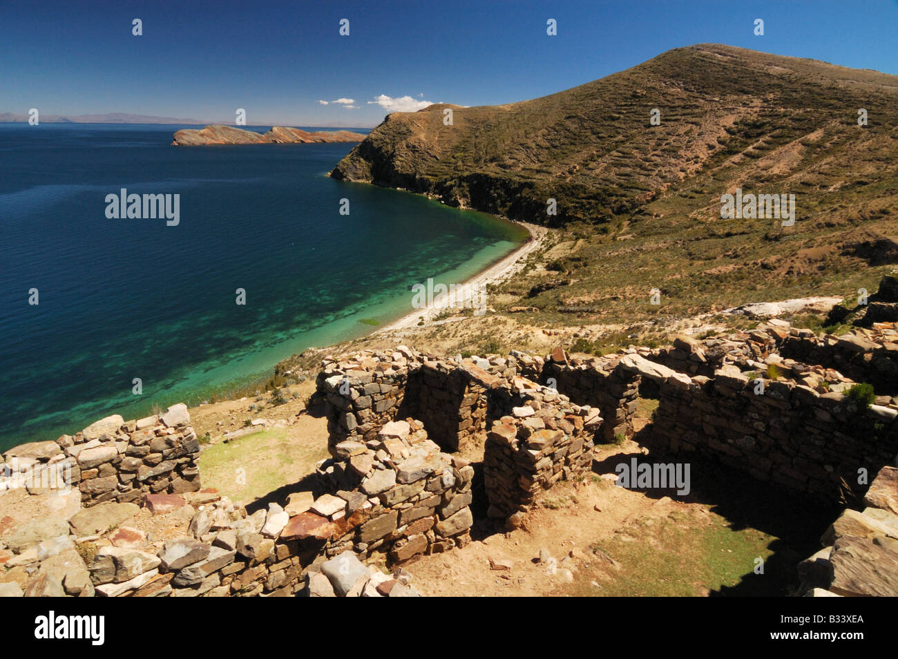 Inca site Isla del Sol Titicaca Lake Bolivia South America Stock Photo ...