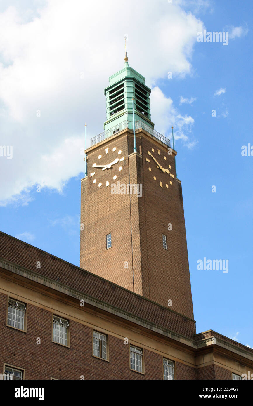 city hall clock tower norwich city centre norfolk east anglia england