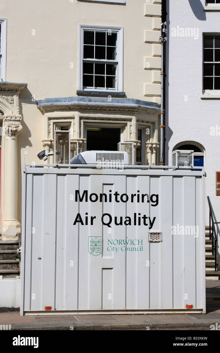 monitoring air quality sampling station norwich city council norfolk england uk gb Stock Photo