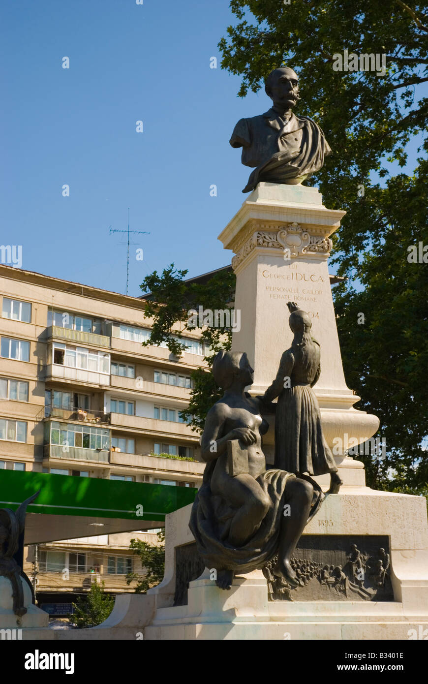 Statue of Georgei Duca near Gara du Nord railway station in Bucharest Romania Europe Stock Photo