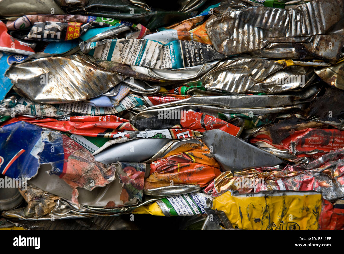 Crushed metal cans awaiting reycling Stock Photo Alamy