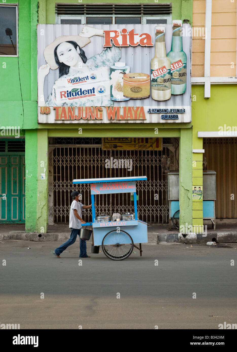 street in surabaya city indonesia asia with food stall Stock Photo - Alamy