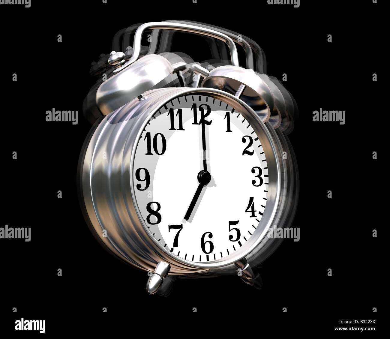 Illustration of an alarm clock sounding off Stock Photo