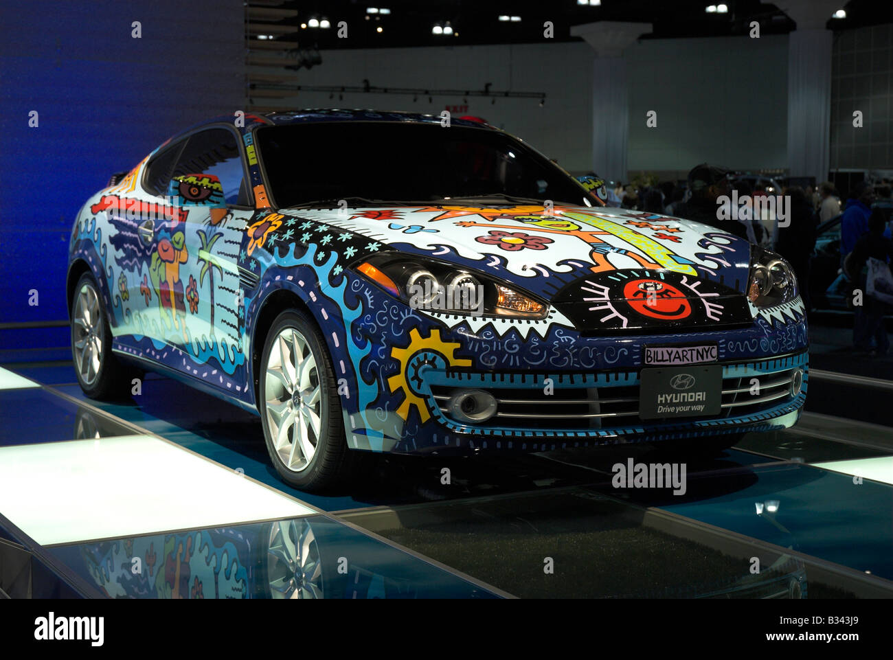 A very artistically decorated Hyundai Tiburon at the 2006 LA Auto Show. Stock Photo