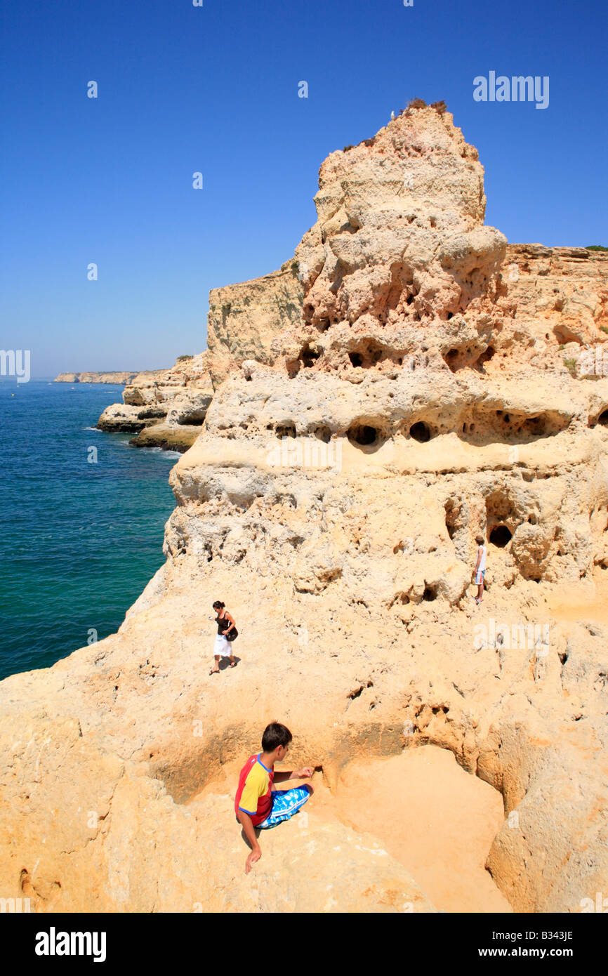 cliffs near Algar Seco, Algarve, Portugal Stock Photo