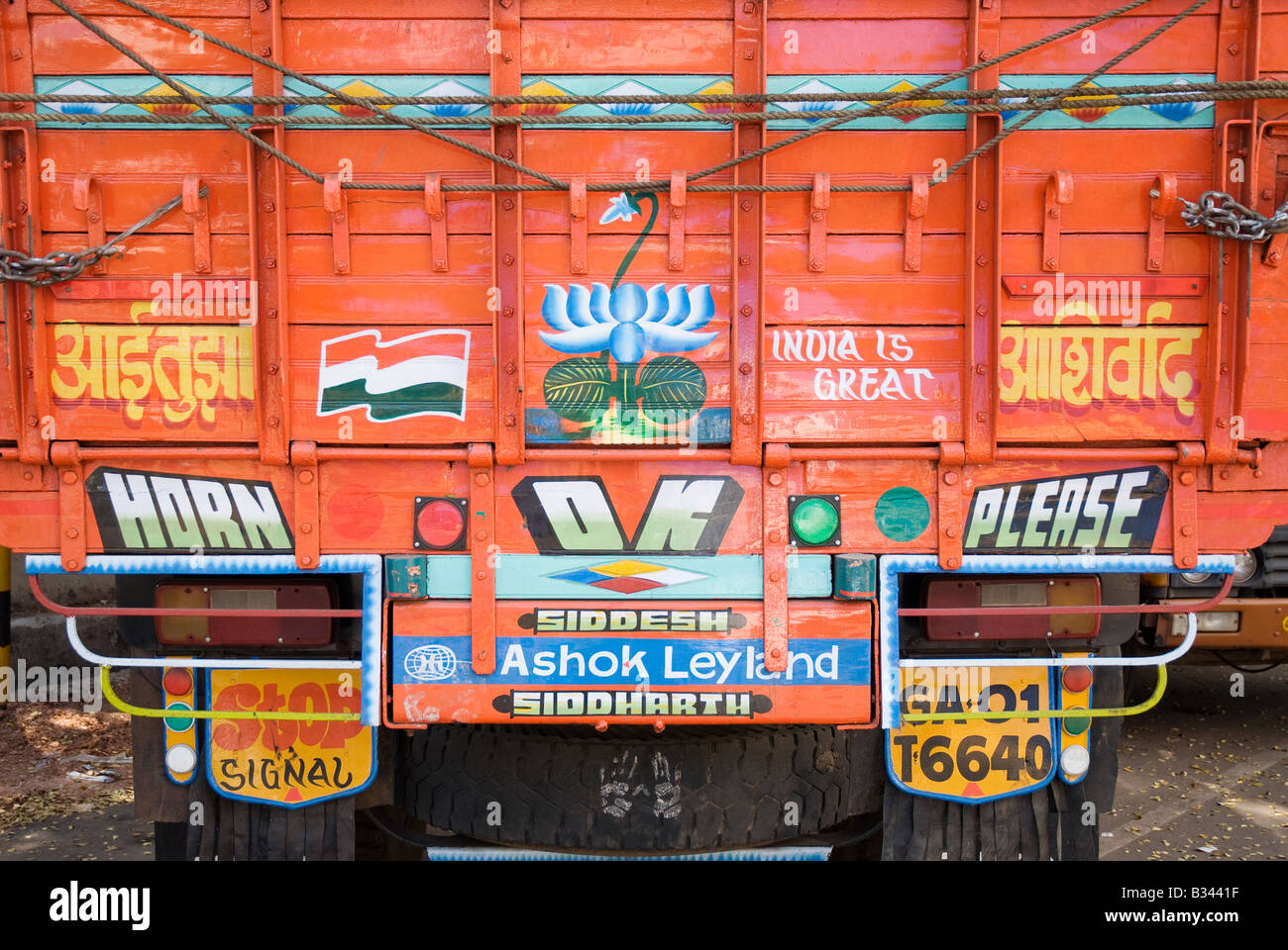 colourful painted truck in goa, india asia Stock Photo