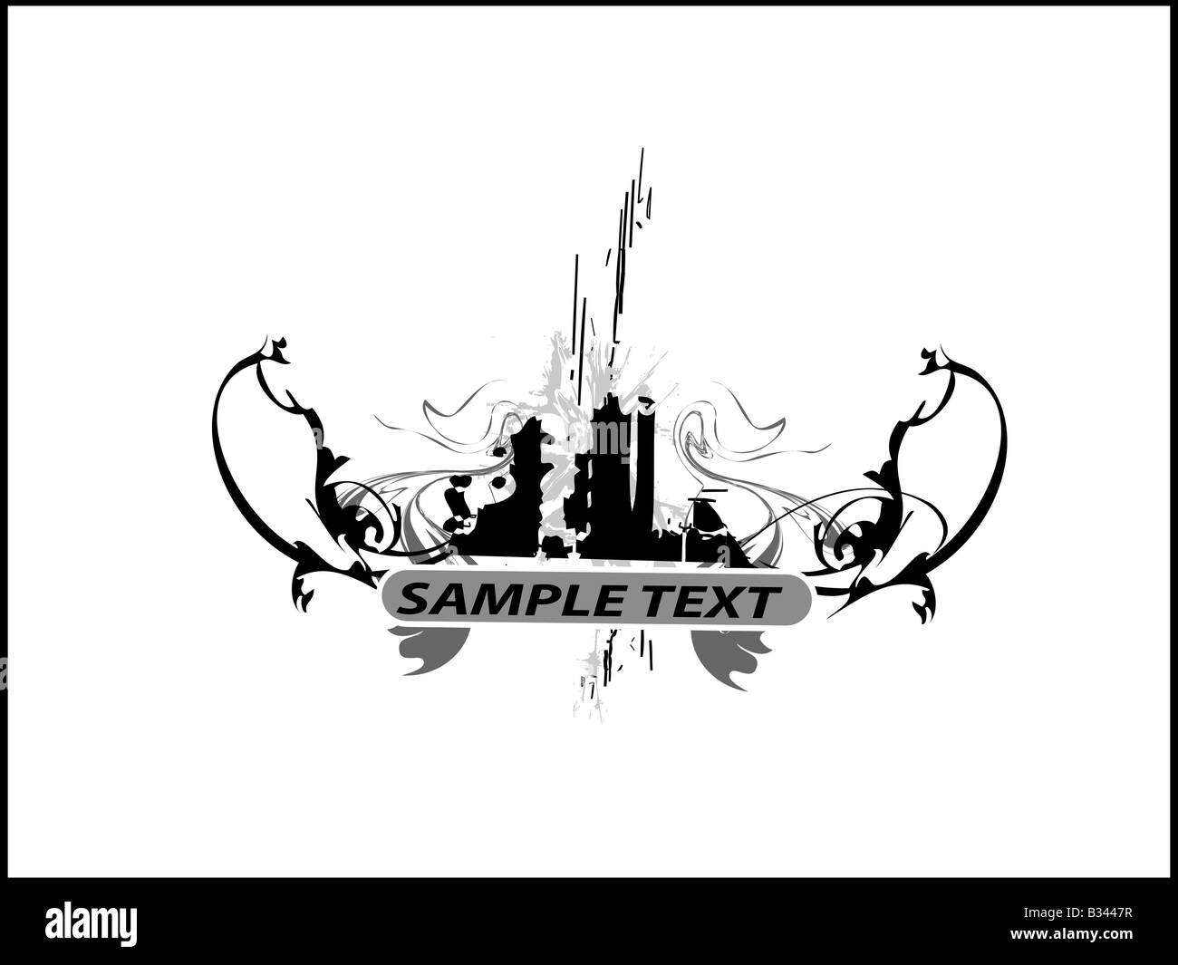 splatter design with text template on isolated background Stock Photo ...