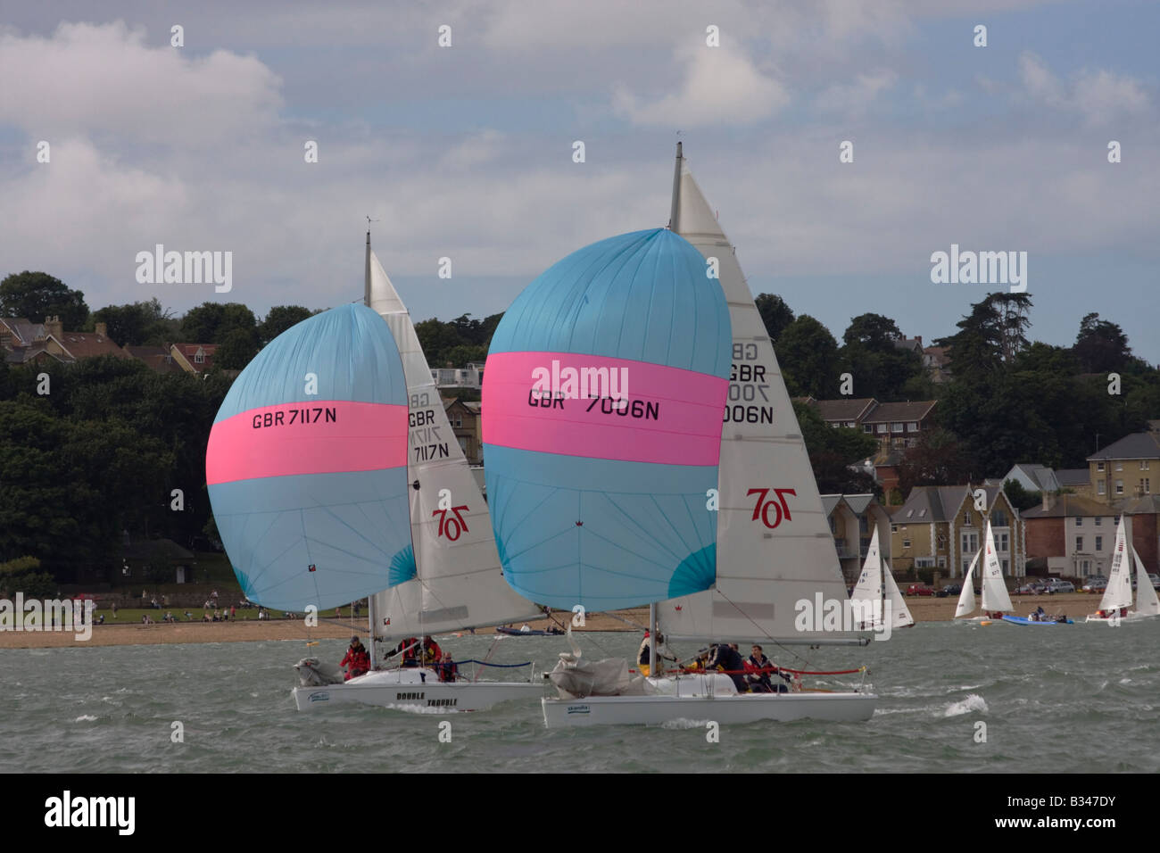 Yachts racing in Cowes Week, Isle of Wight, UK Stock Photo