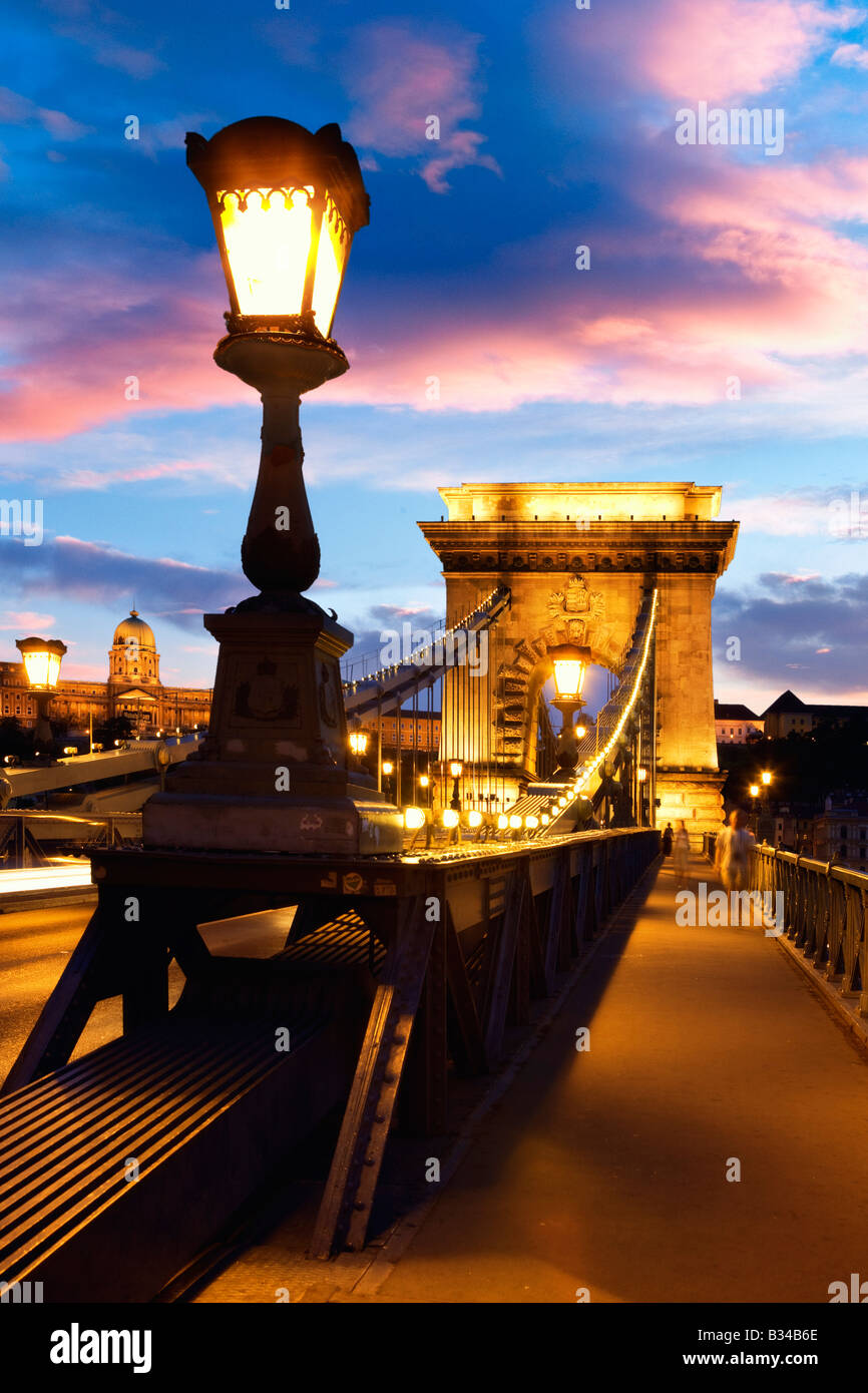 The Chain bridge in Budapest Hungary Stock Photo