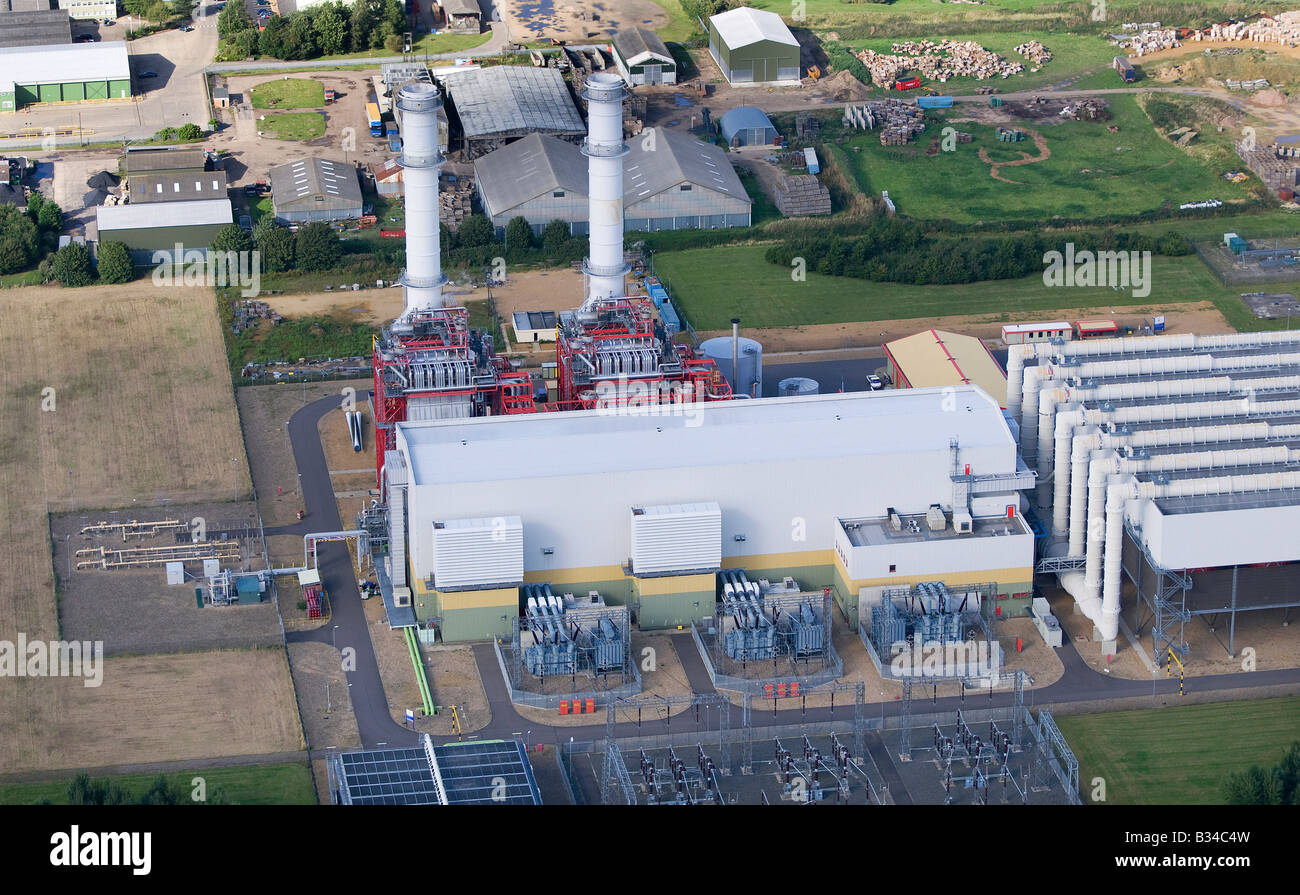 aerial view of natural gas fired power station, king's lynn, norfolk