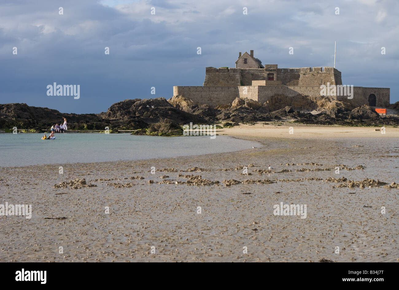 Fortified Island off Saint Malo Fort National Stock Photo