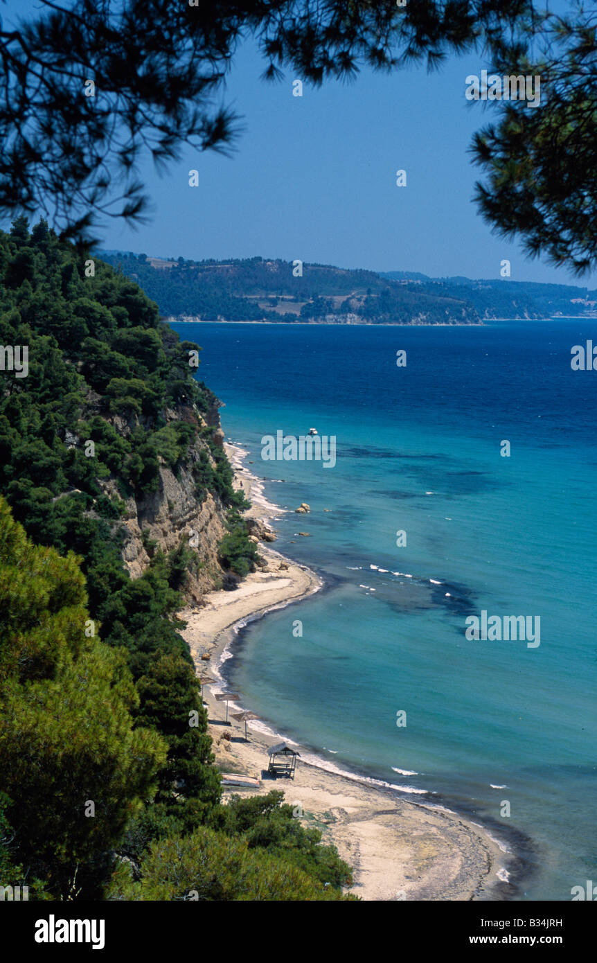 Greece, Halkidiki, Porto Sani. Coastline of Kassandra near Porto Sani Stock Photo