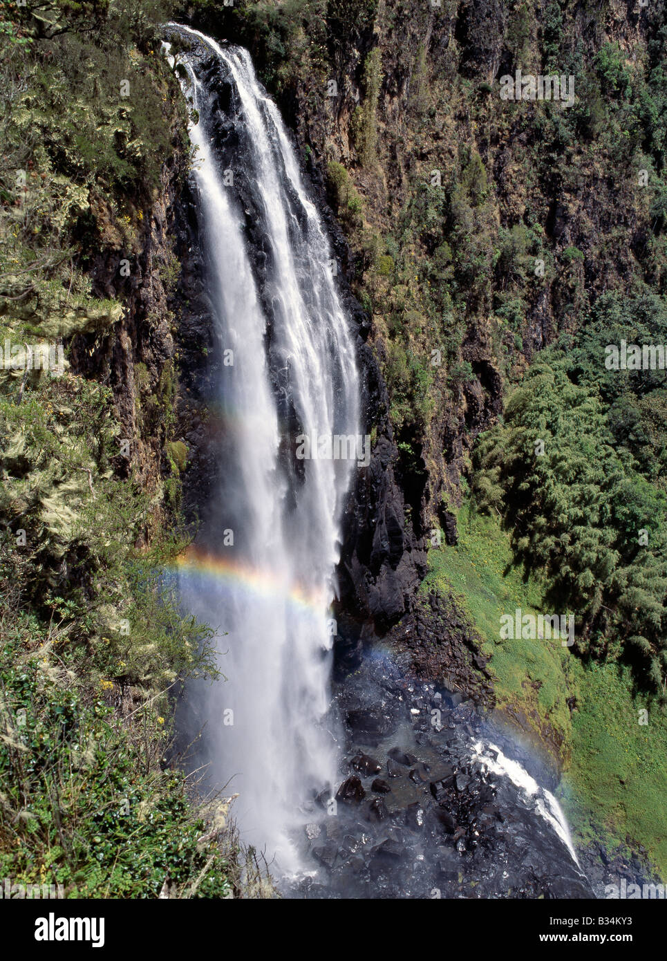 Kenya, Aberdare Mountains, Karura Falls. The Karura Falls at the top of