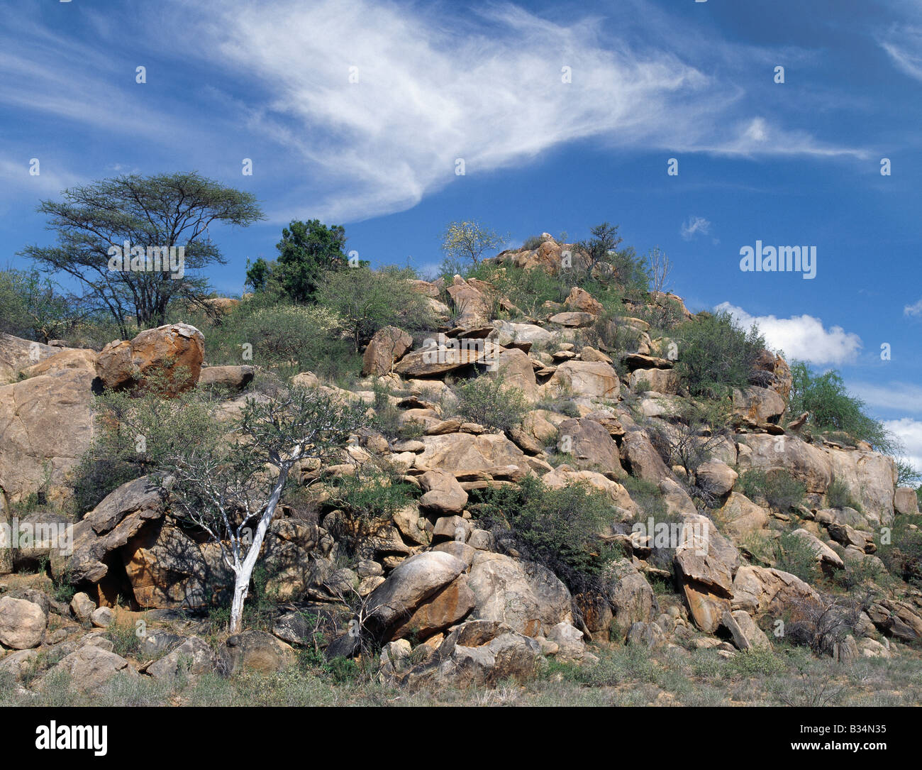 Jumbles Rocks Kenya, Samburu district, Leserikan. A huge jumble of rocks in the ...