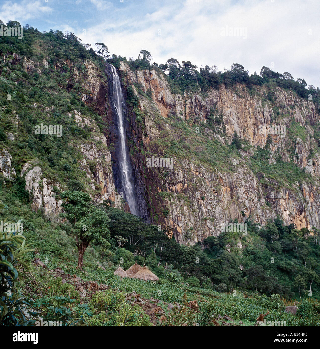 Kenya, Rift Valley Province, Keiyo Escarpment. The Torok River cascades over the western scarp of Africa's Great Rift Valley Stock Photo