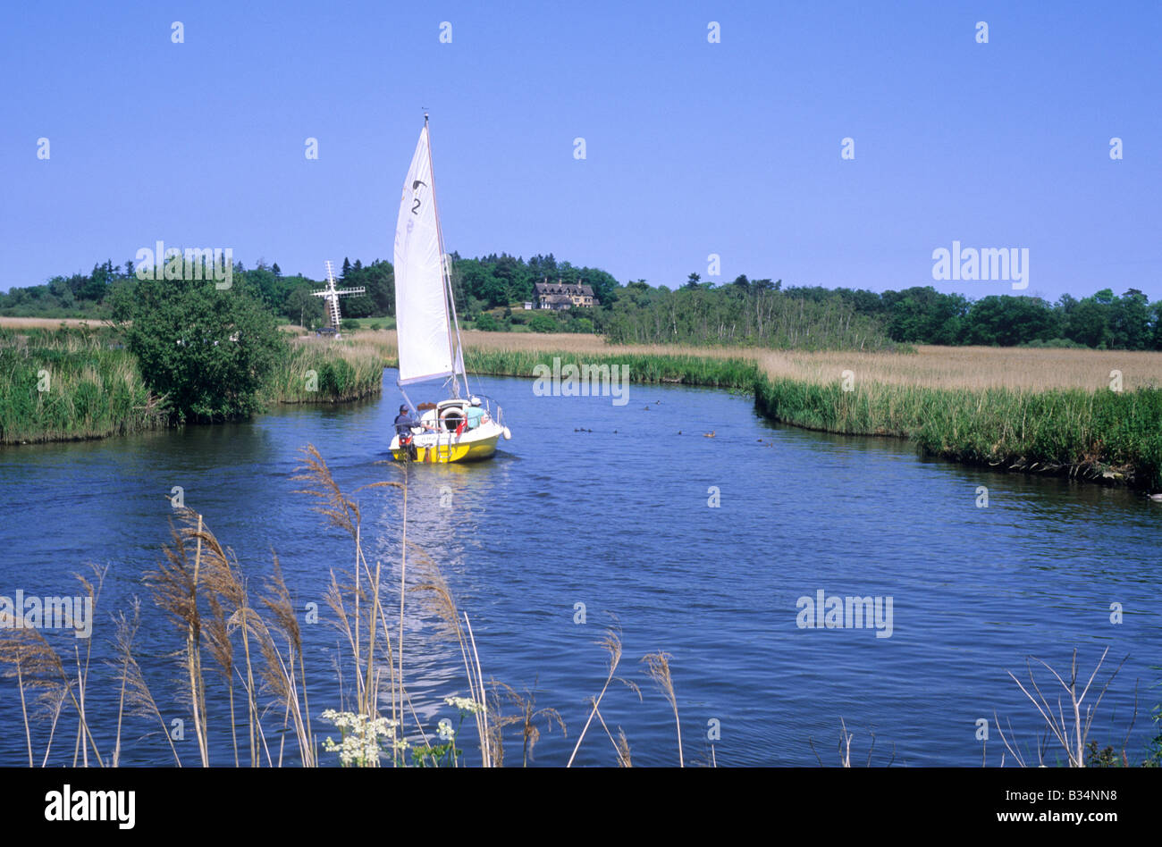 Sailing Norfolk Broads Turf Fen Mill How Hill House Ludham dingy sail