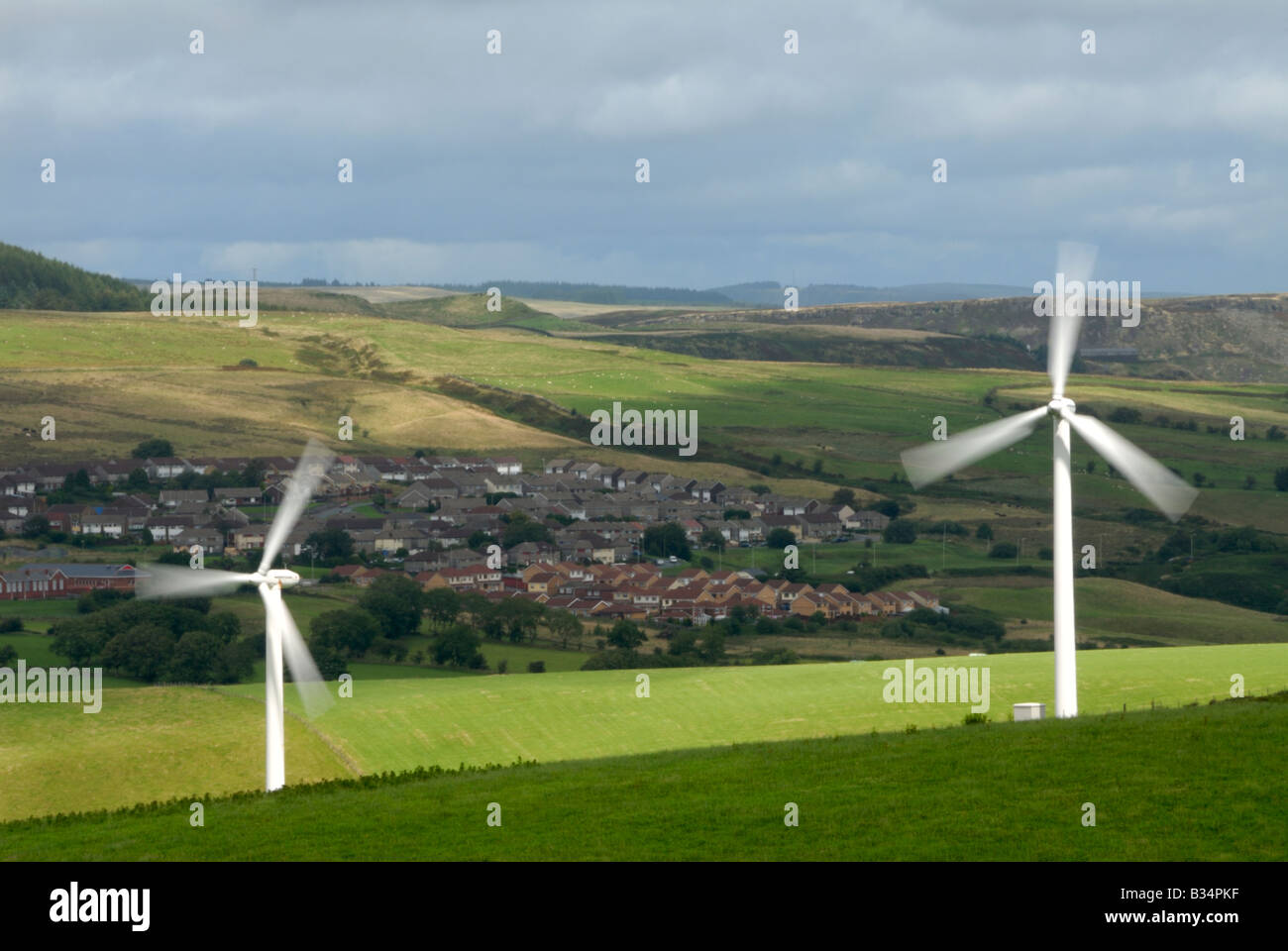 Gilfach Goch Wind farm in Rhondda Cynon Taff, South Wales Stock Photo